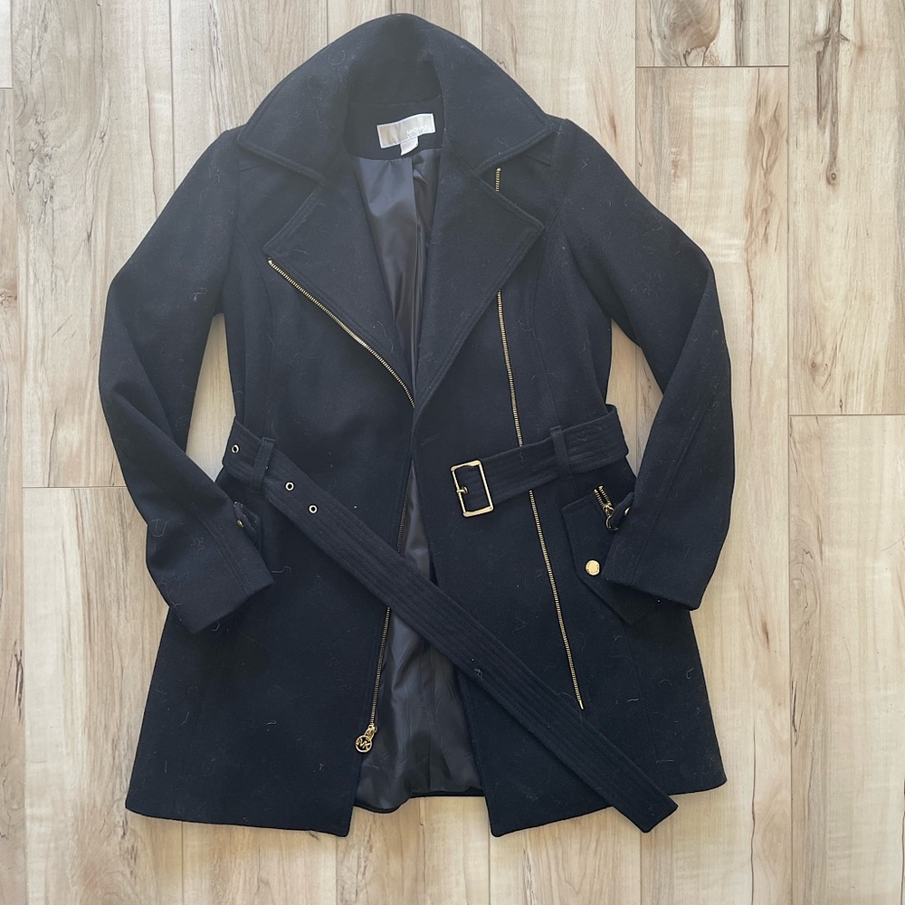 Michael Kors Wool Blend Belted Trench Coat | XS